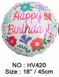 Folijski Balon 18" Happy Birthday Flower