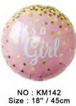 Folijski Balon 18" It's A Girl - Dots