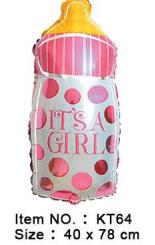 Folijski Balon 40x78 Cm Bottle Girl Dots